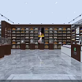 Modern Liquor and Tobacco Store Interior With Shelves Liquor Tobacco Products Counter Lighting And Marble Floor