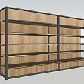 Modern Multilayer Retail Display Shelf with Wooden Shelves Metal Frame and Storage Drawers