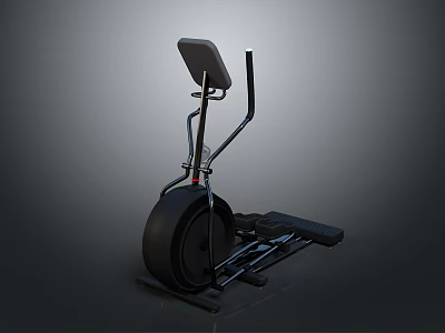 Black Elliptical Trainer With Comfortable Seat And Large Wheel For Home Fitness 3d model