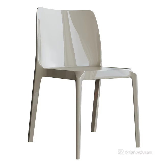Comfortable Modern Leisure Chair With Light Color Sleek Surface And Thin Sturdy Legs 3d model 