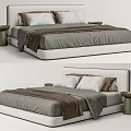 Elegant Double Bed Design With Soft Bedding Comfortable Mattress And Bedside Tables 3d model
