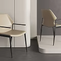 Beige Modern Single Chair With Black Armrests And Black Metal Legs