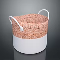 Rabbit Shaped Woven Basket With Orange White Pattern And Two Handles 3d model