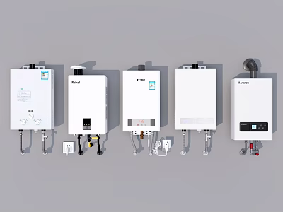 Various White Gas Water Heater Models For Home Daily Appliances 3d model
