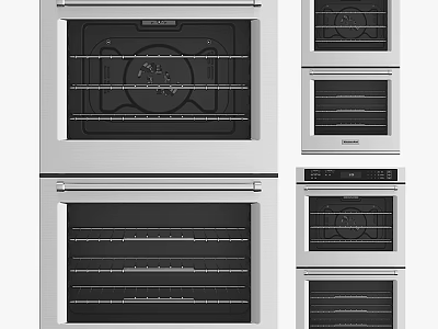 Stainless Steel Built In Kitchen Appliances Ovens Single And Double Modern Designs 3d model