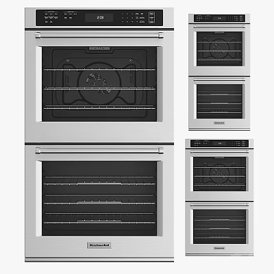 Stainless Steel Built In Kitchen Appliances Ovens Single And Double Modern Designs 3d model