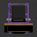 Colorful Electronic Device With Orange Display Purple Panel Golden Symbol And Black Base