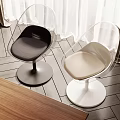 Modern Transparent Leisure Chairs with Black and Beige Cushions and Round Bases