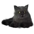 Fluffy Black Cat Plush Doll With Bright Yellow Eyes And Soft Fur Texture