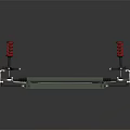 Automotive Suspension System With Red Springs Shock Absorbers And Metal Frame