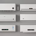 White Wall Mounted Air Conditioner Fans With Digital Display And Control Panels