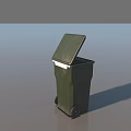 Public Facility Green Waste Bin With Wheels And Open Lid Design