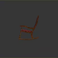 Relaxing Rocking Chair With Wooden Frame And Red Plaid Pattern Cushion