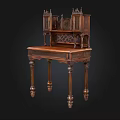 Antique Wooden Desk with Intricate Carvings Decorative Upper Shelf and Ornate Legs