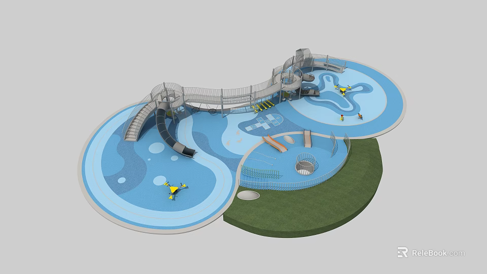 Vibrant Kids Play Area Featuring Slide Climbing Structure And Circular Design 3d model