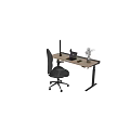 Adjustable Wooden Desk With Laptop Desk Lamp Mobile Phone Dried Flower Vase And Office Chair
