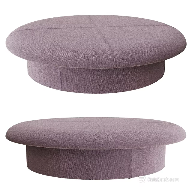 Two Round Purple Upholstered Ottoman Seats For Modern Living Room Decor 3d model 