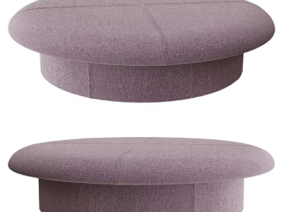 Two Round Purple Upholstered Ottoman Seats For Modern Living Room Decor 3d model