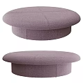 Two Round Purple Upholstered Ottoman Seats For Modern Living Room Decor