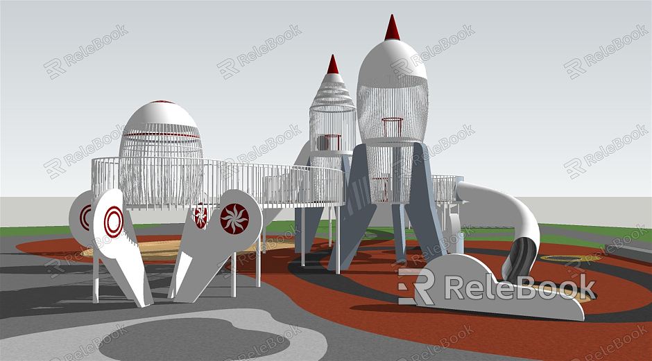 Modern amusement facilities recreation area landscape model