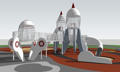 Modern amusement facilities recreation area landscape 3d model