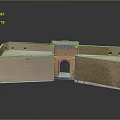 Detailed Historical Architectural Model With Brick Walls Archway And Symmetrical Structure