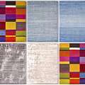 Assorted Square Rugs Featuring Colorful Patterns and Soft Textures in Multiple Tones 3d model