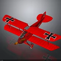 Red Vintage Biplane Model With Black Crosses In Space Aerospace