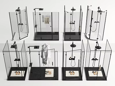 Contemporary Shower Sauna Enclosures With Transparent Glass Various Designs And Control Panels 3d model