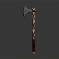 Traditional Handcrafted Axe Featuring Metal Blade And Wooden Handle Woven Pattern