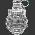 Green Military Grenade With Textured Surface And Metal Fuse Ring Design