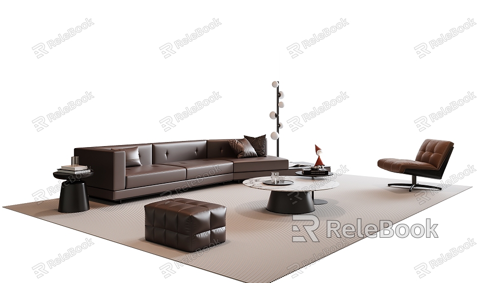 Modern Italian Sofa Coffee Table Combination Multi-person Sofa Casual Sofa Floor Lamp model