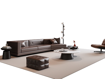 Modern Italian Sofa Coffee Table Combination Multi-person Sofa Casual Sofa Floor Lamp model