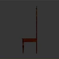 Red Gothic Style Wooden Chair With Intricate Carved Backrest Design