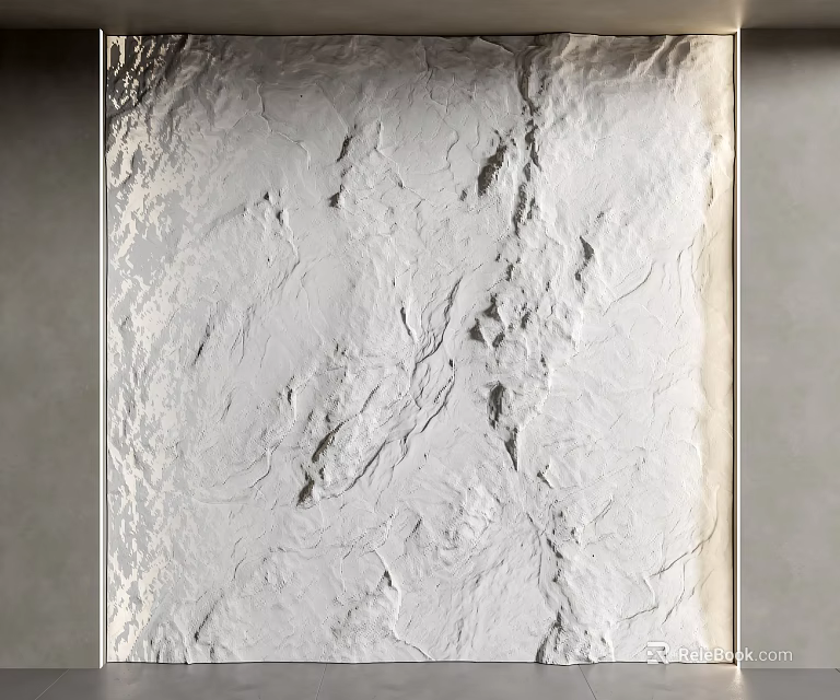 White Textured Background Wall With Modern Minimalist Frame And Rough Surface 3d model 