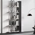 Modern Bookshelf Book Ornaments Decorations Single Sofa Side Floor Lamp Decorative Painting 3d model