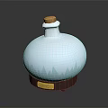 White Spherical Glass Decorative Bottle with Wooden Stopper Light Green Mountain Pattern and Brown Base
