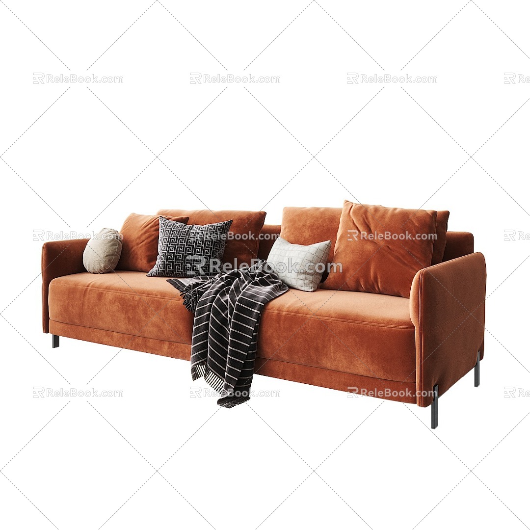 Double sofa pillow pillow 3d model