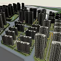 Urban Planning 3D Model Featuring High Rise Buildings Roads And Green Spaces
