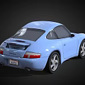 Blue Cartoon Porsche Style Car With Big Green Eyes Two Door Spoiler And Silver Wheels