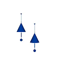 Minimalist Blue Conical Pendant Lights With Spherical Balls On Beige Wall