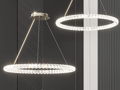 Elegant Modern Circular Crystal Pendant Light for Living Room Interior Design 3d model