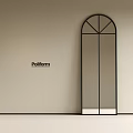 Arched Mirror With Black Frame On Beige Wall By Poliform And White Base 3d model