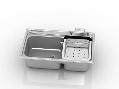 Stainless Steel Double Bowl Kitchen Sink with Drain Board Modern Design for Home Kitchens 3d model