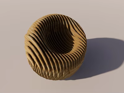 Modern Wooden Lounge Chair With Unique Circular Spiral Texture Design 3d model