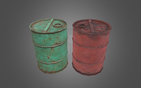 Industrial LOFT Oil Drum Tin Drum 3d model