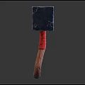 Detailed Fantasy Decorative Hammer With Wooden Handle Red Straps And Metal Head