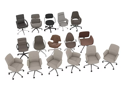 Modern Office Chairs With Ergonomic Design Various Colors And Swivel Base 3d model