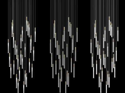 Modern Chandelier With Hanging Slender Glass Tubes And Metal Frames 3d model