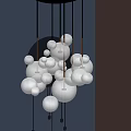 Modern Minimalist Chandelier With White Spherical Shades And Golden Hanging Wires